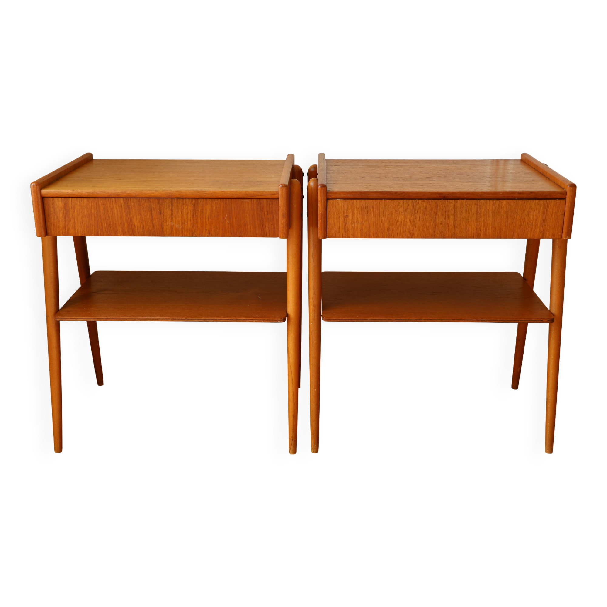 Pair of teak bedside tables, Carlström Möbelfabrik, Sweden 1960