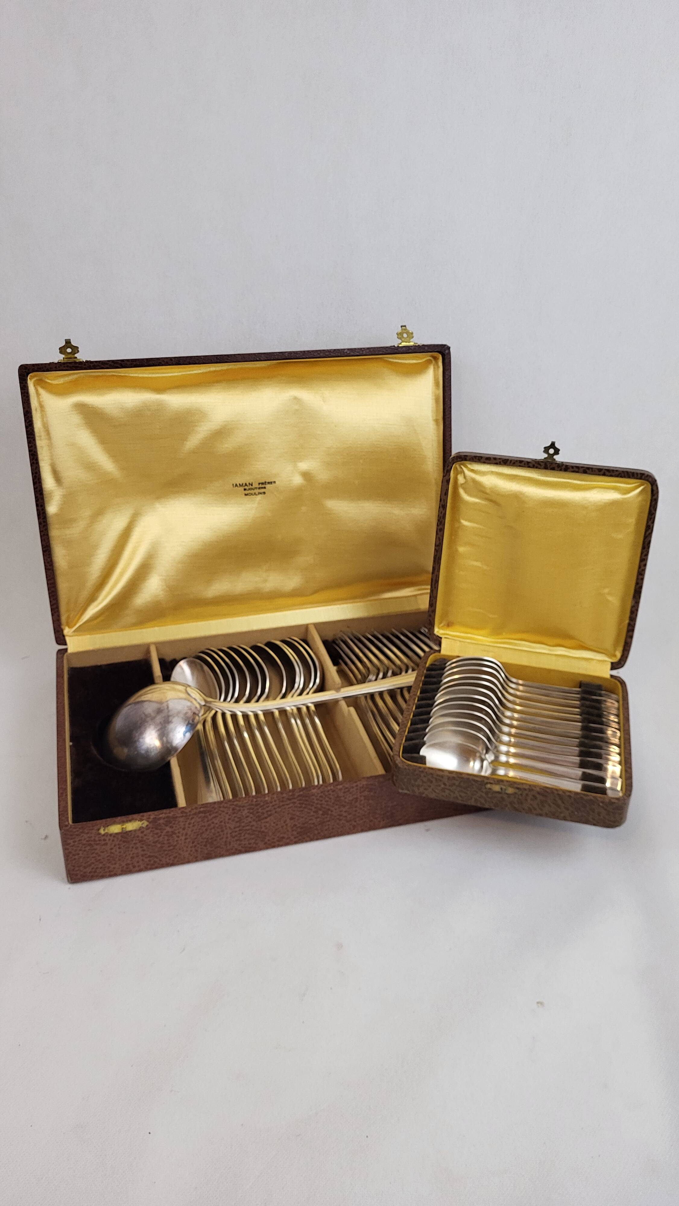 Cutlery set 37 pieces silver metal Art Deco