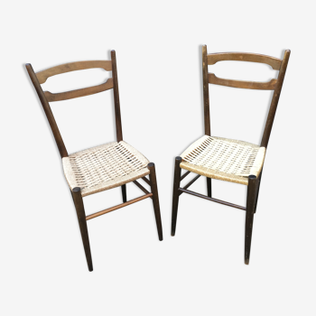 2 chaises scandinaves bois et cordes