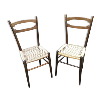 2 Scandinavian chairs wood and ropes
