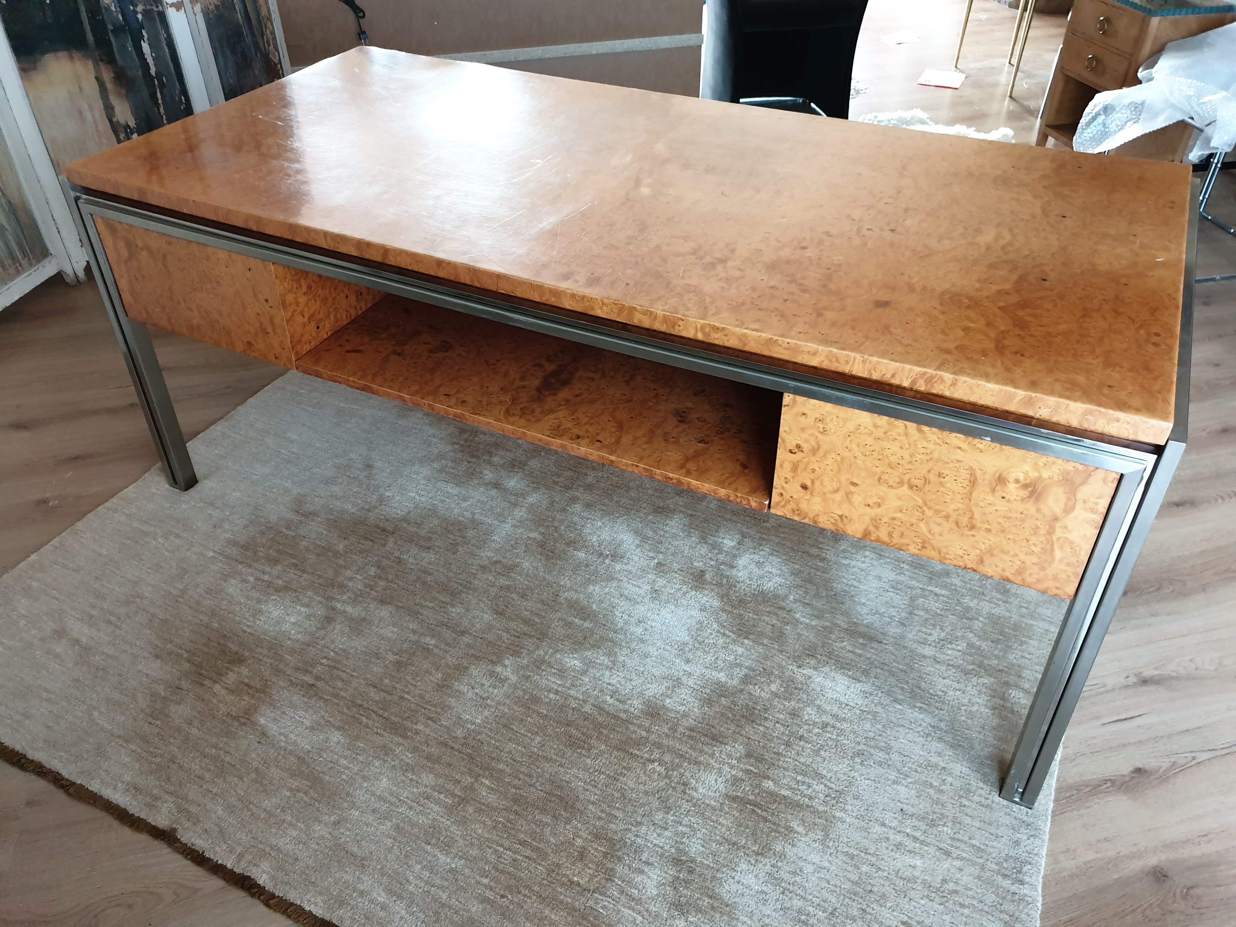 Large desk in burlwood