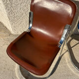 Paire de chaises cuir et métal chromé année 70