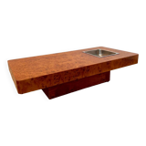 Italian design elm burl coffee table from the 70s Roche Bobois