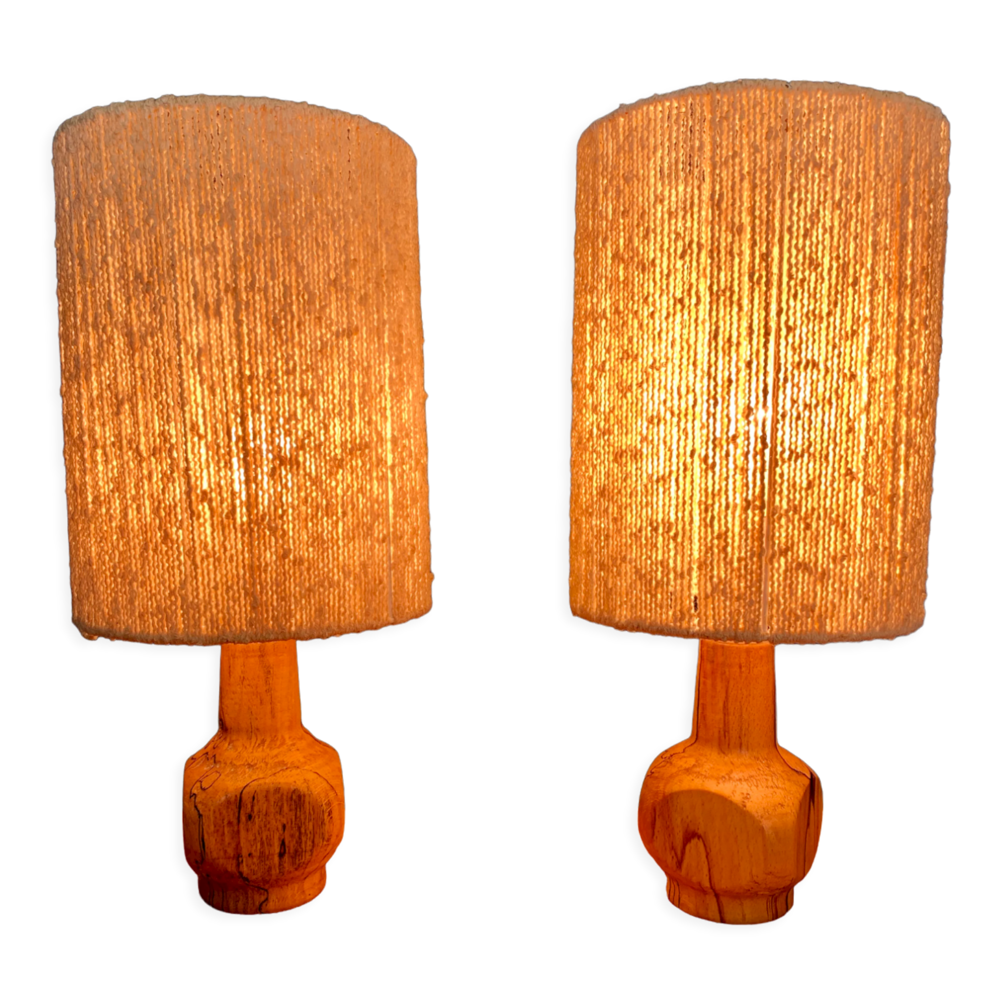 Pair of wooden lamps
