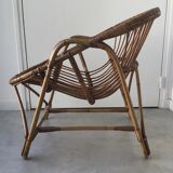 Vintage armchair basket or rattan shell - 1960
