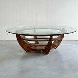 Designer coffee table, foot and circular top from the 60s