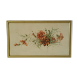 Watercolor frame golden bouquet of flowers