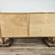 1950s Art Decò walnut burl and brass chest of drawers