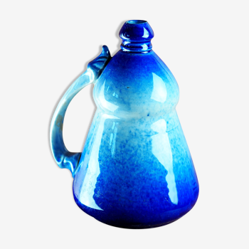 Conical jug with blue glaze and elaborate handle - folk art - early twentieth century