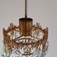 Small brass brutalist chandelier with crystal stamps