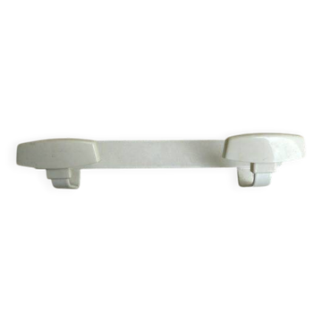 White metal wall coat rack with 2 hooks from the 70s