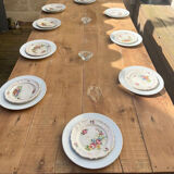 Old farm table with white base and drawer