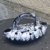 Midnight blue and white glazed ceramic flower pick, 1960/1970, vintage