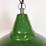 Industrial British Green Enamel Factory Pendant Lamp, 1960s