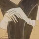 Painted canvas depicting an elegant woman from the 1950s. Contemporary.