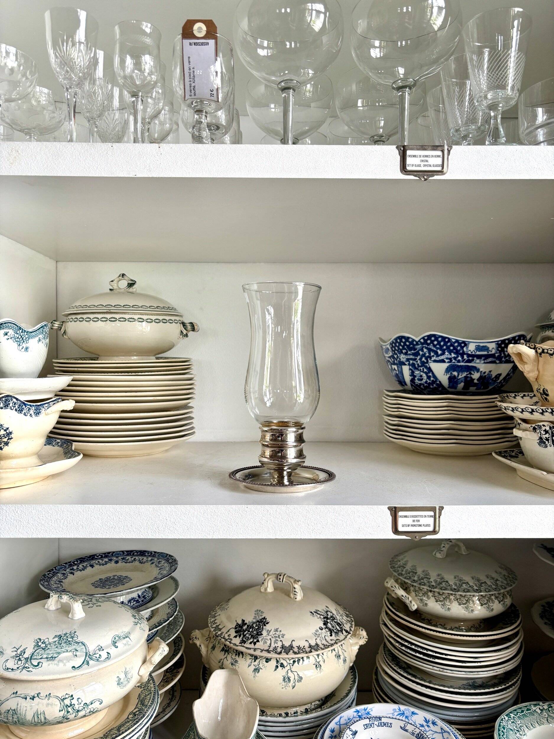 Glass and silver-plated metal tealight holder