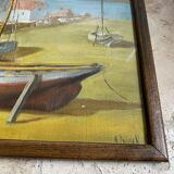 Oil on paper, glass frame