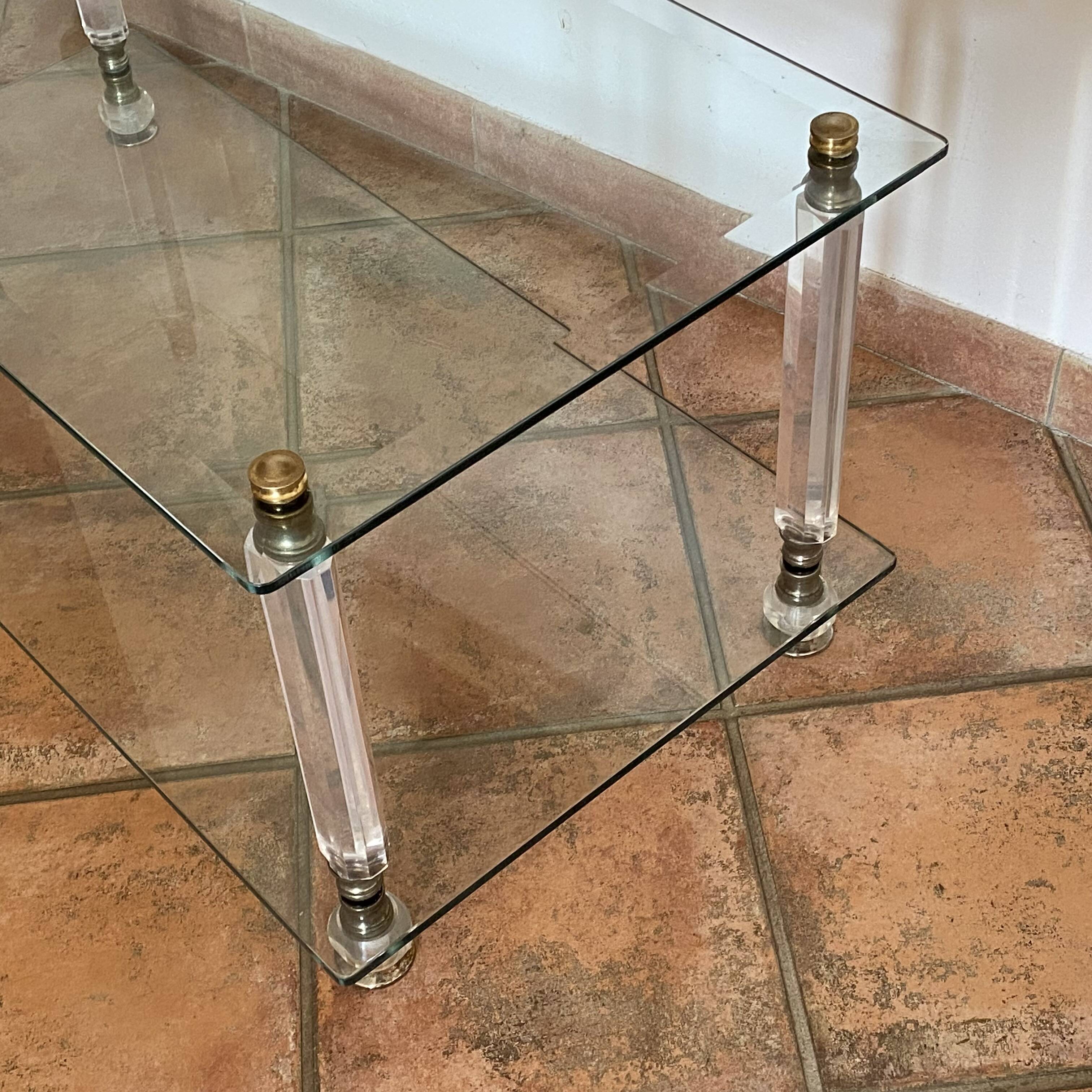 Roche Bobois coffee table. 1970. Lucite and glass.