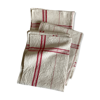 Set 3 reserve towels made of raw linen canvas 1960
