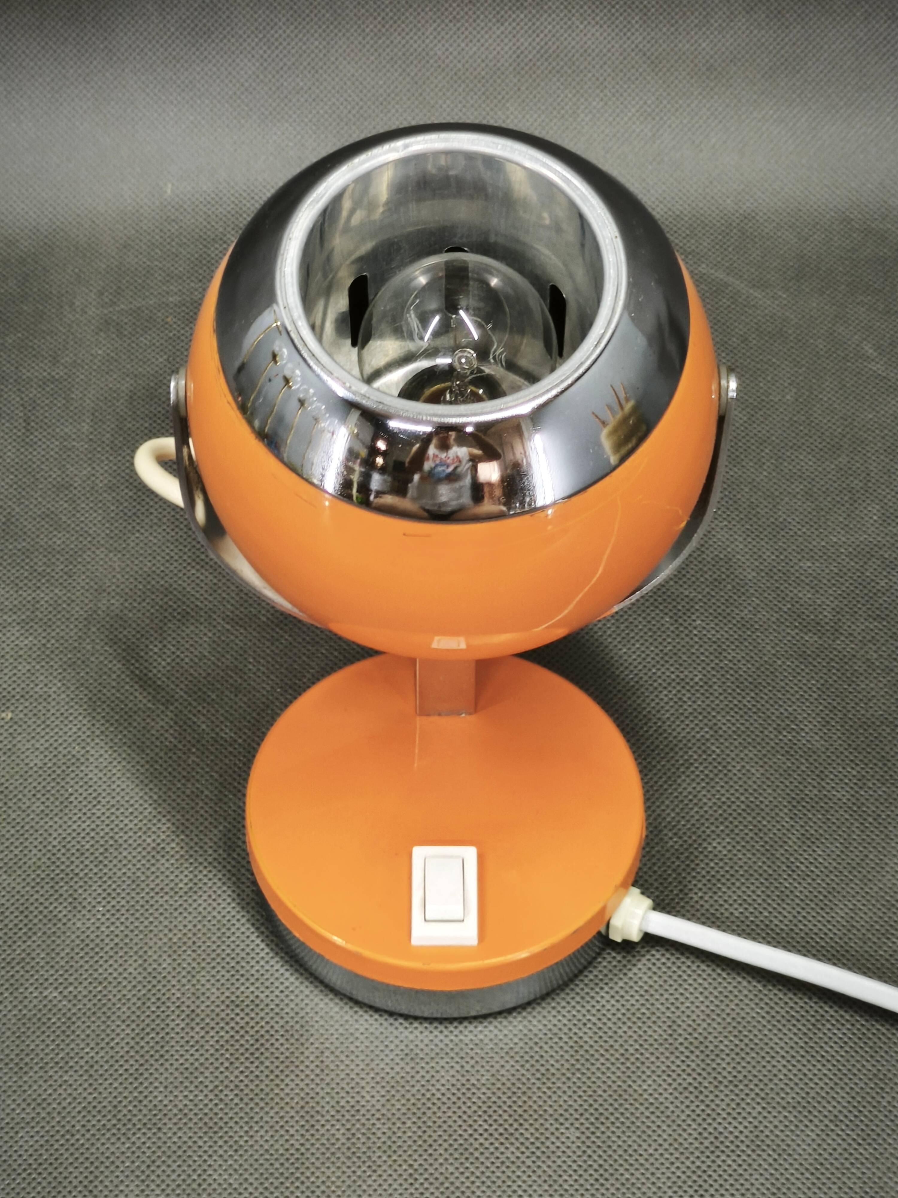 Goffredo Reggiani Orange Eyeball Space Age Table Lamp, Italy, 1970s