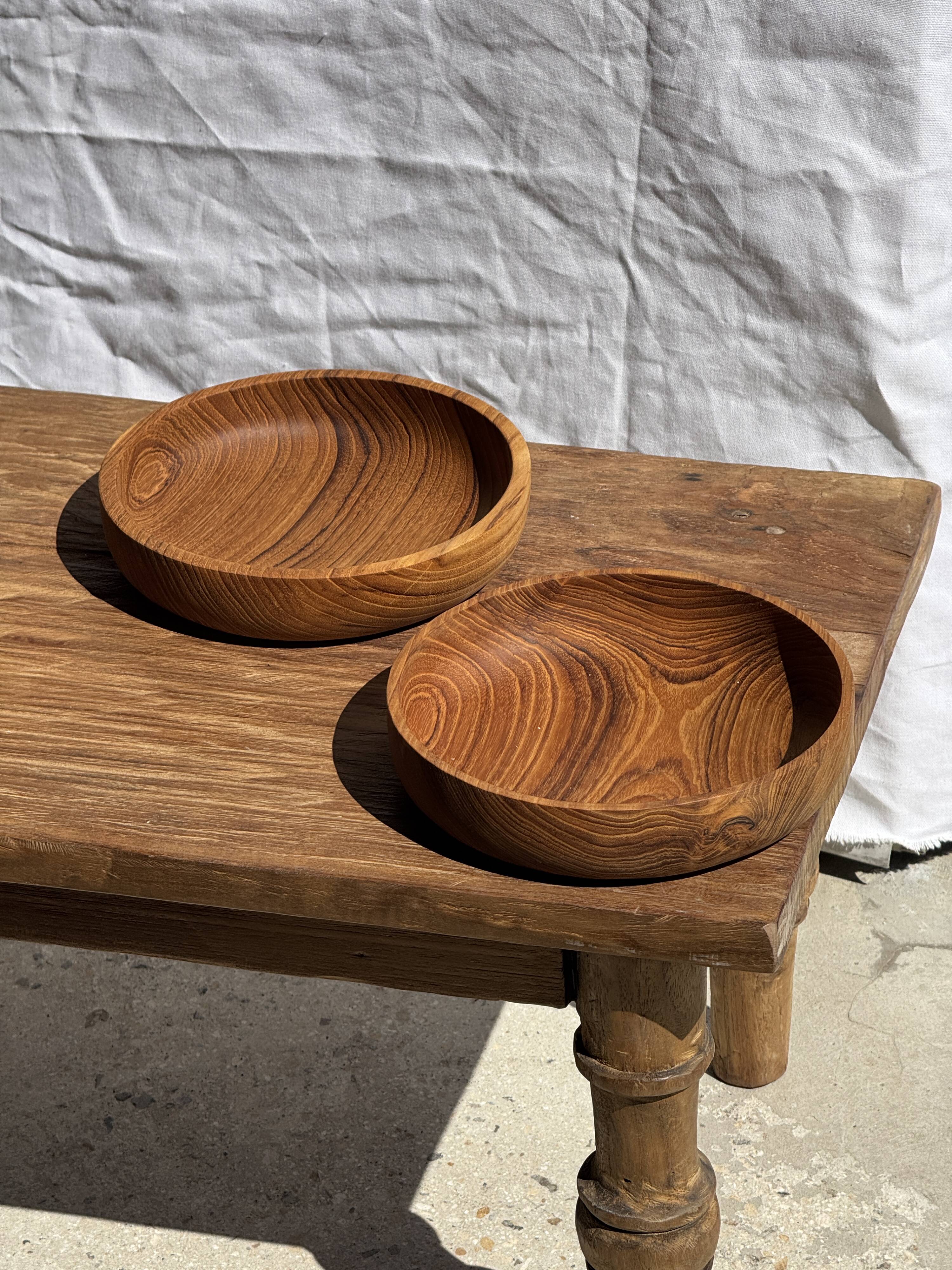 Bowl, cut or presentation plate in monoxyle teak D21 H5