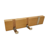 Porte manteaux mural en bois avec 3 patères rabattables dépliables en métal