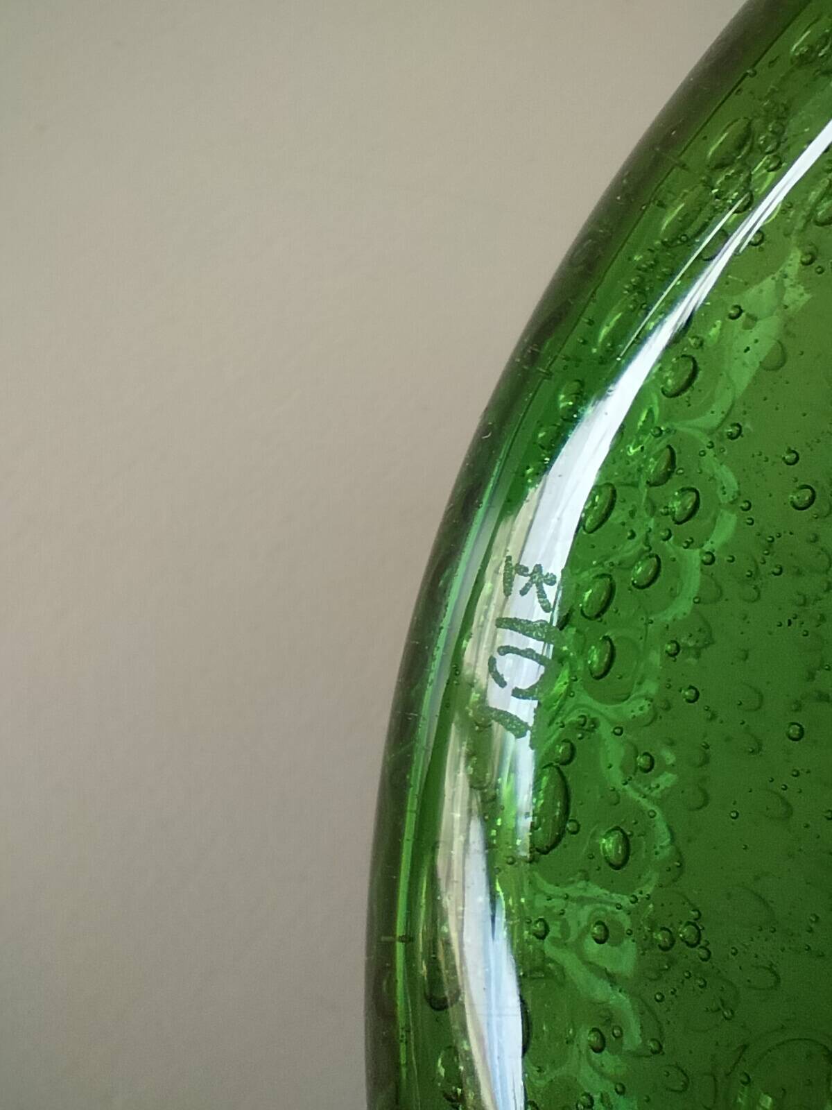 Duo de bougeoirs en verre bullé vert – Verrerie de Biot