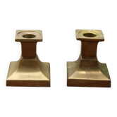 Pair of antique brass candlesticks – Art Deco style with a square base