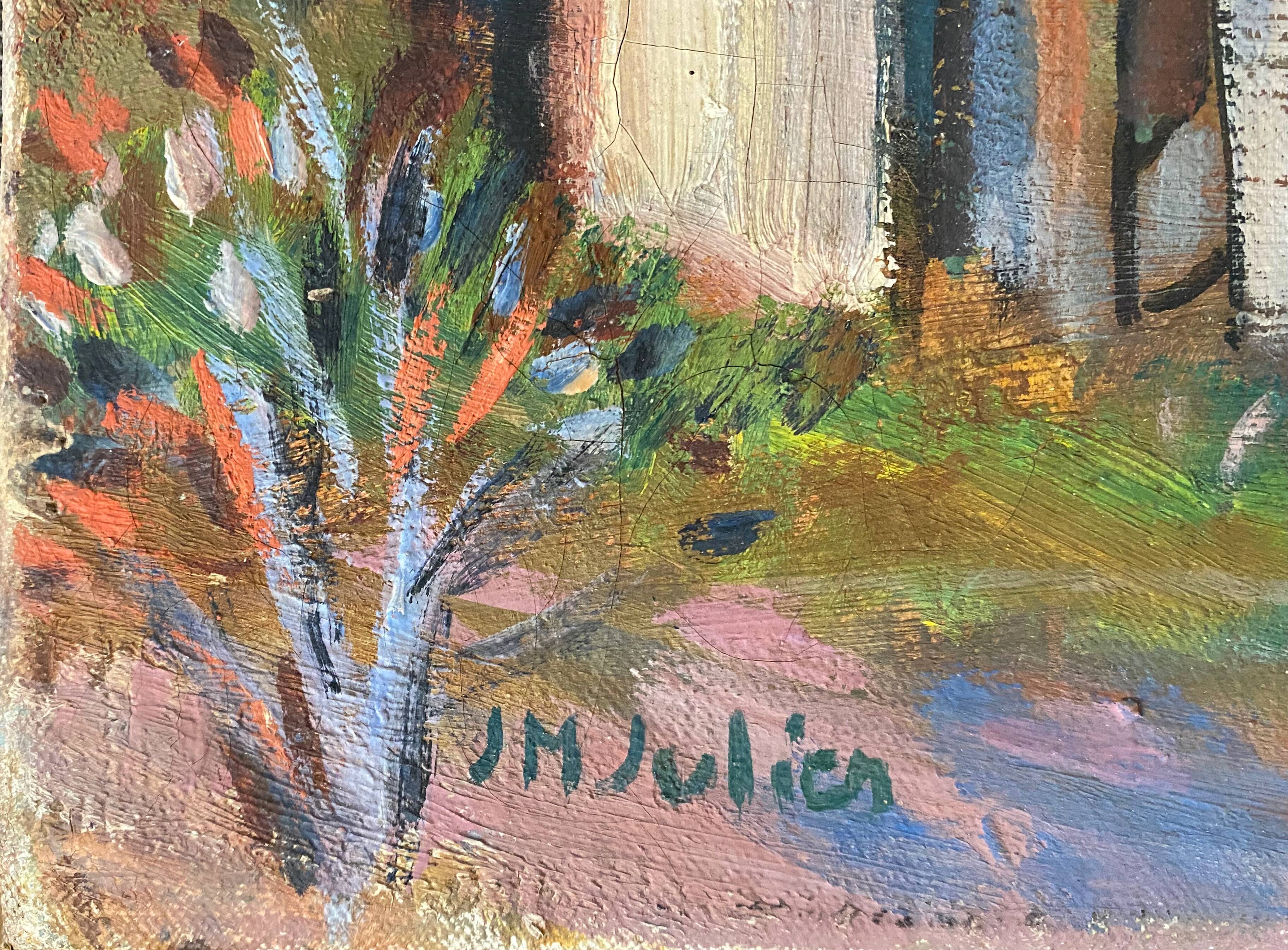 Painting HST "Floral composition with fortifications" J.M. Julien, early XX°