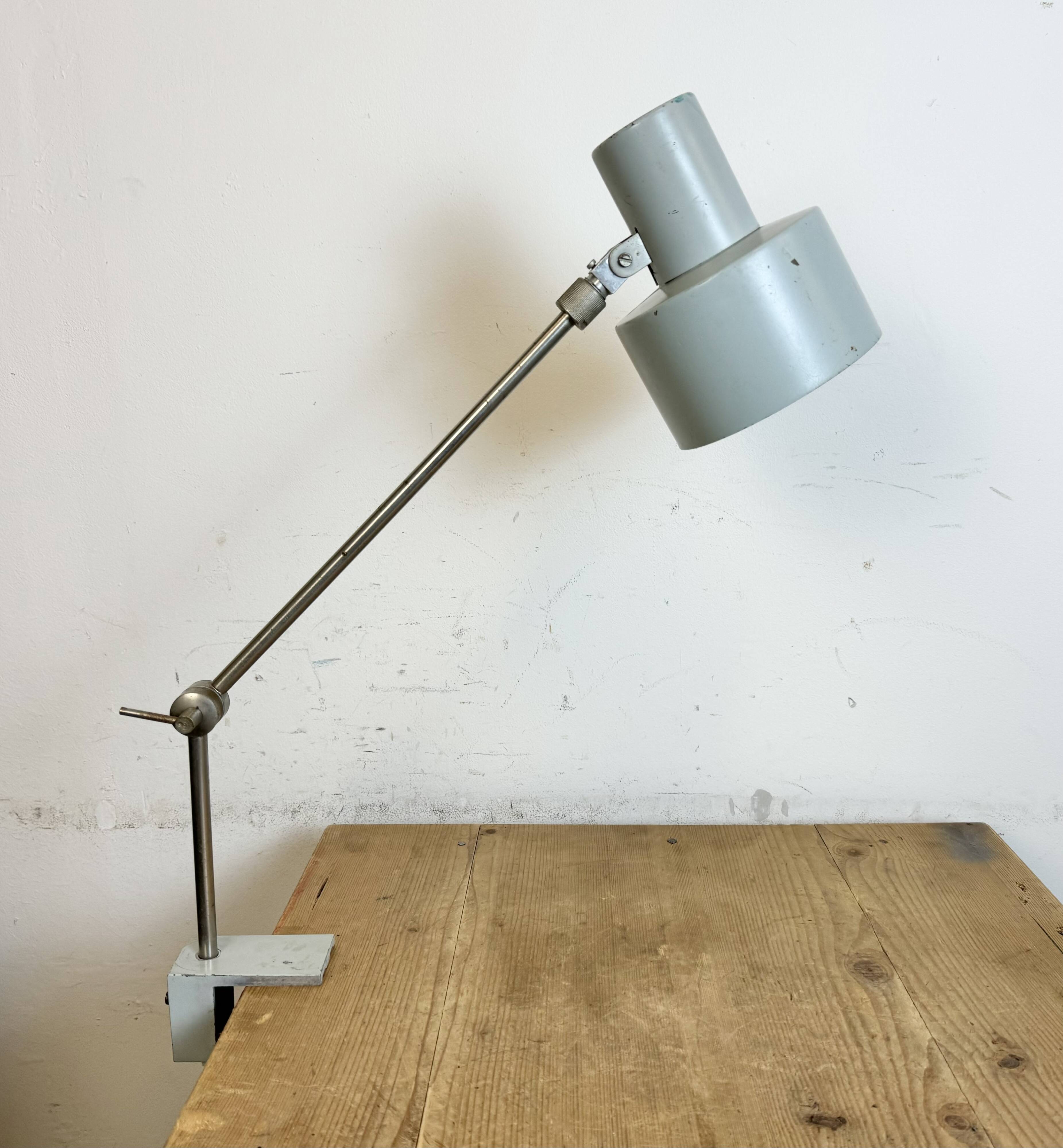 Grey Industrial Factory Office Desk Lamp from Elektrosvit, 1970s