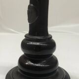 Bougeoir en céramique noire vintage signé AP