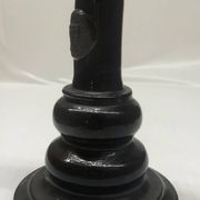 Vintage black ceramic candle holder signed AP