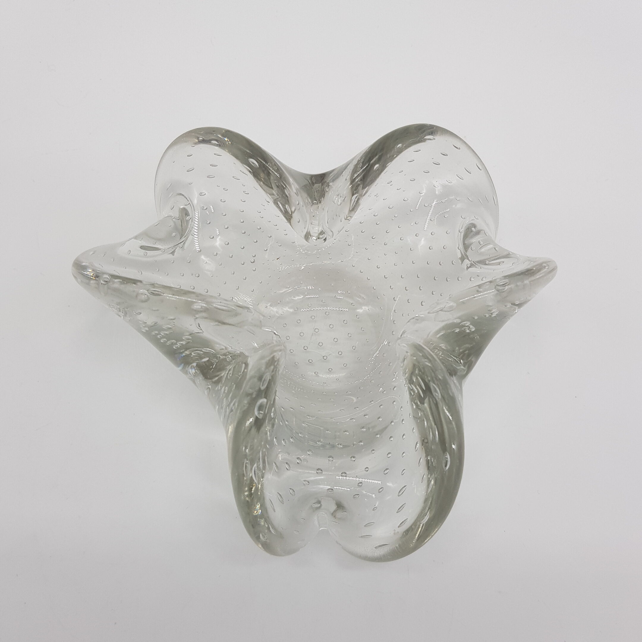 Murano controlled bubble decorating glass ashtray