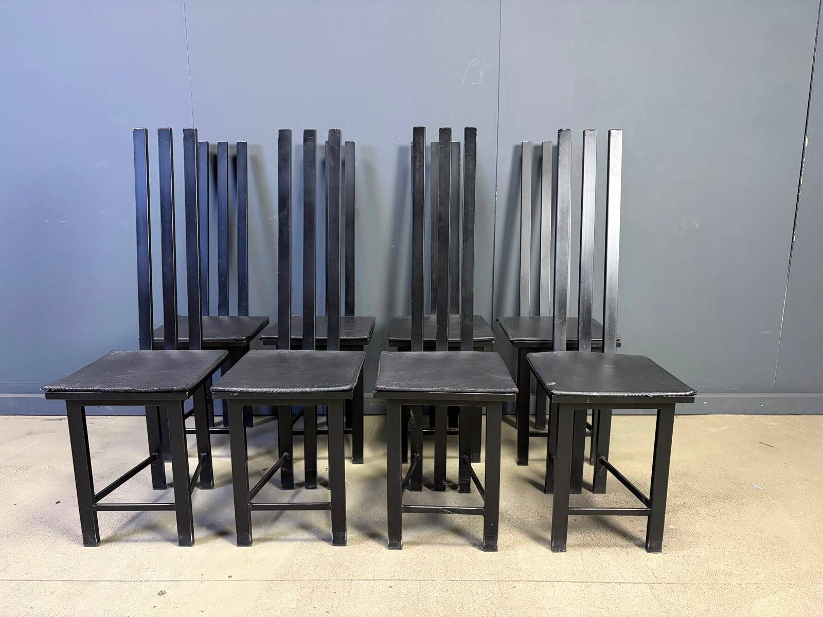 Vintage postmodern dining chairs set of 8, 1980s