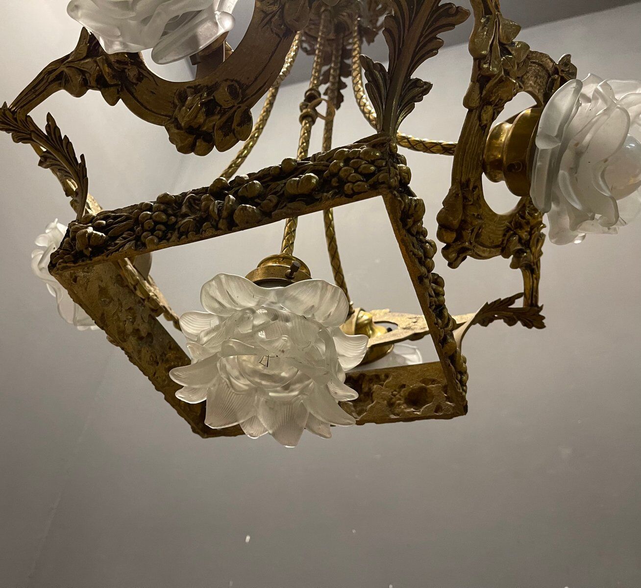Italian liberty gold gilded chandelier