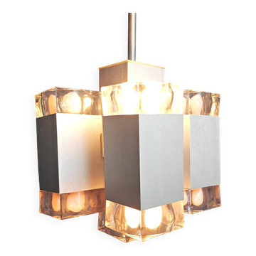 Chandelier cubique vintage italien par Gaetano Sciolari, années 1970