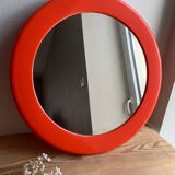 Syla vintage orange plastic round mirror