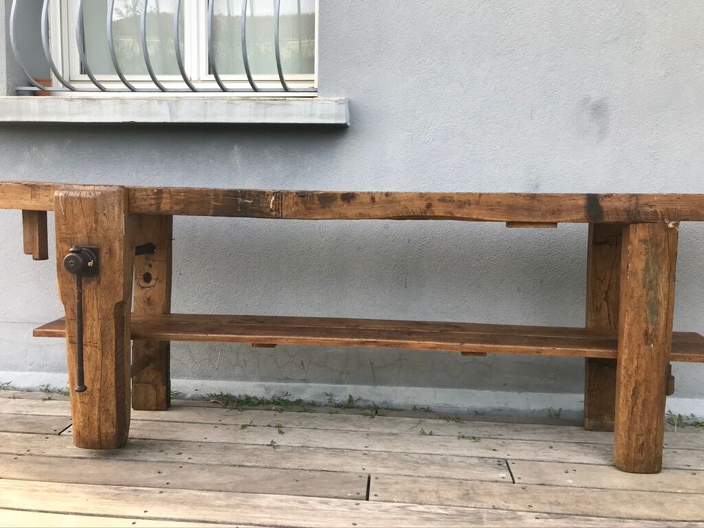 250cm oak carpenter's workbench, early XX