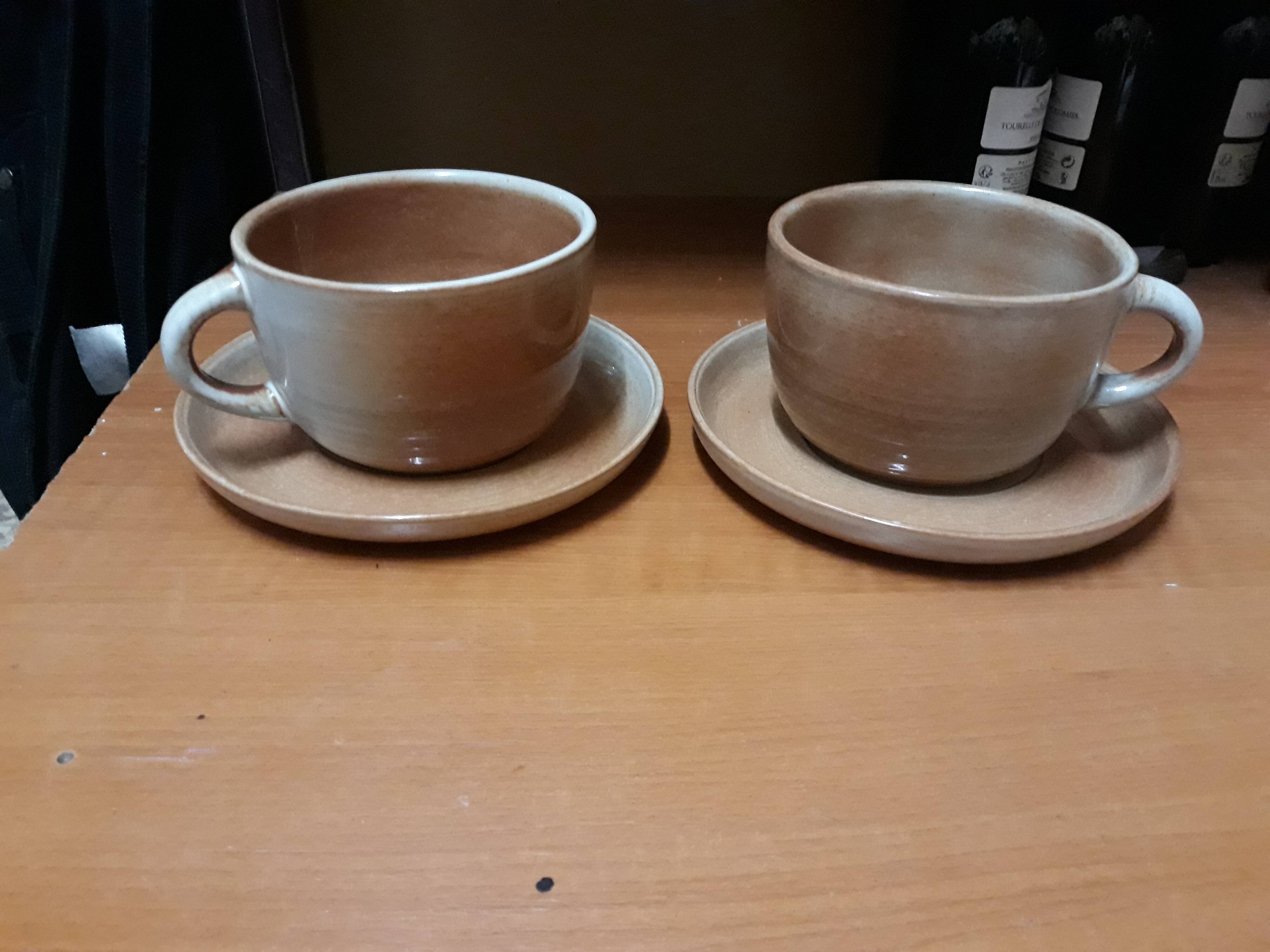 Pair of sandstone cups