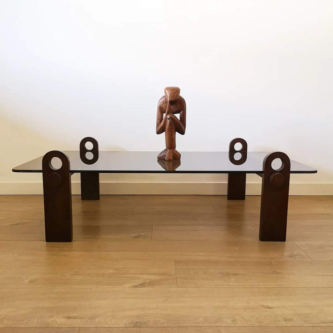 Vintage coffee table in smoked glass