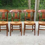 4 Landes chairs with solid wood and straw crosses