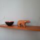 Teak and brass shelf, vintage scandinavian 1960s