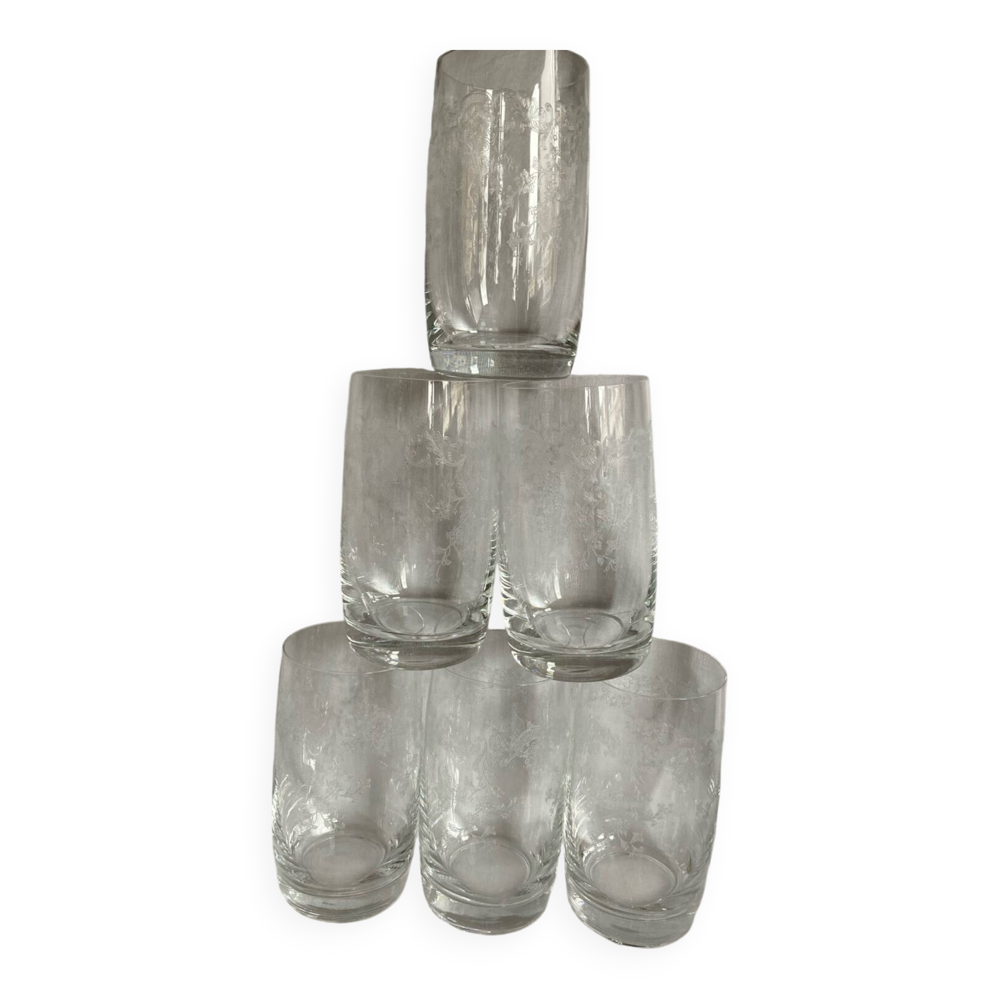 Engraved crystal tall glasses