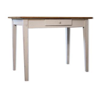Wooden farmhouse table, white base