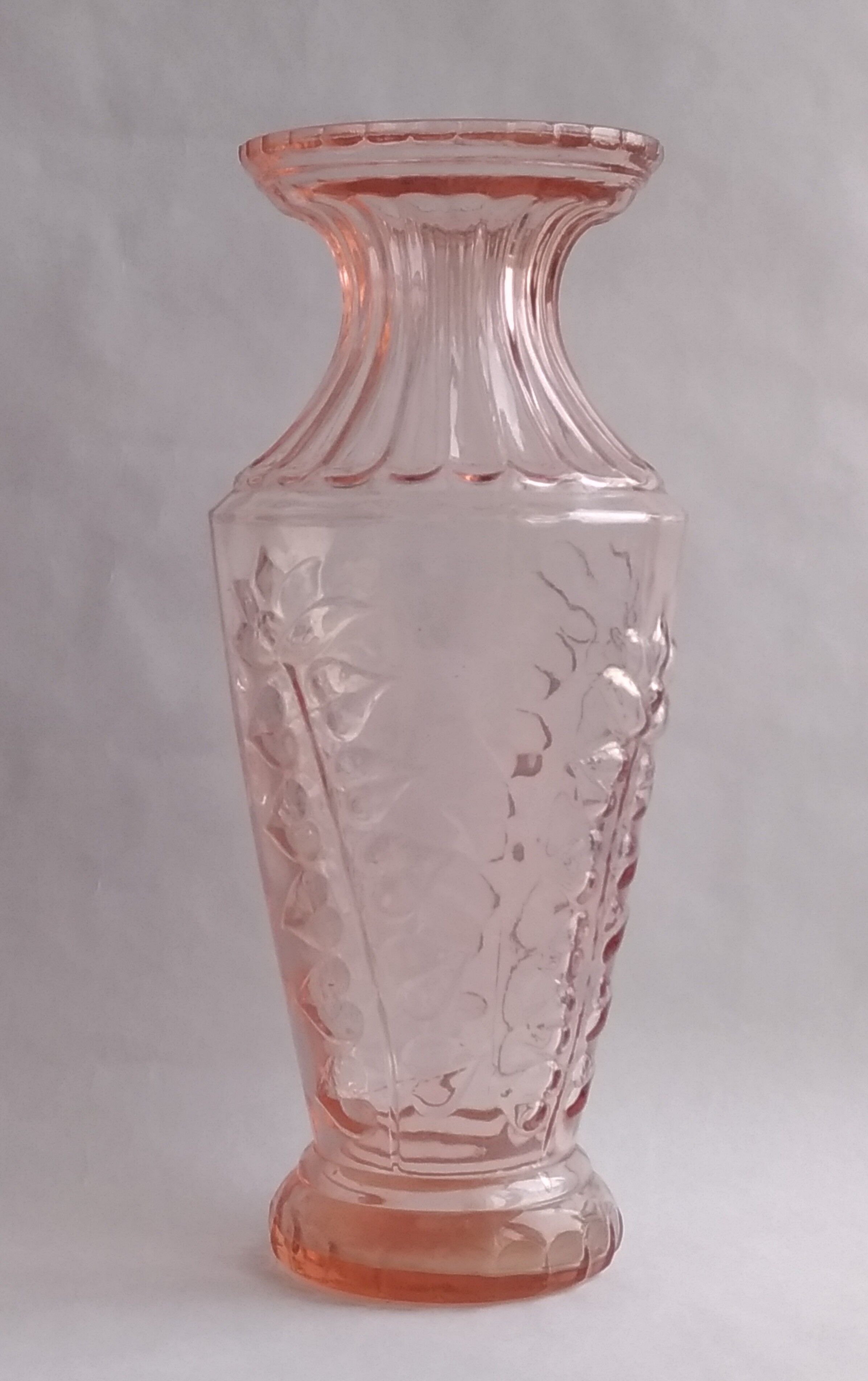 Large pink glass vase-1950 1960