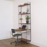 Teak wall-mounted shelf/desk, string design 1960
