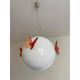 Italian Glass Opalino Pendant With Red Butterfly
