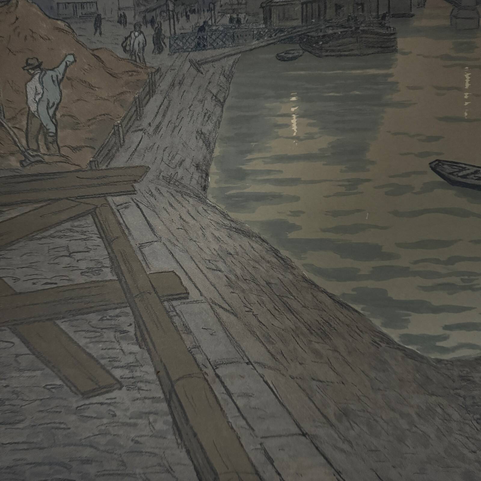 Lithograph by Henri Rivière The Pont des Saints-Pères and the Louvre