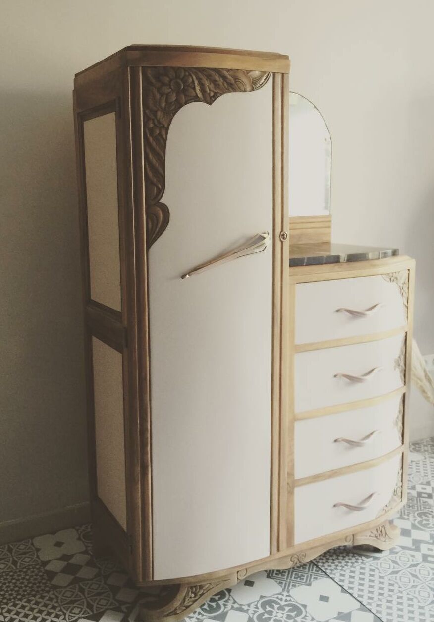 Commode wardrobe art deco pink