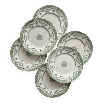 6 assiettes plates en terre de fer anglaise "Como" Ridgway Staffordshire